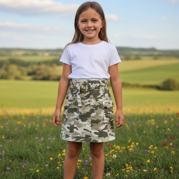 Other - Girls' Camo Belted A-Line Skirt